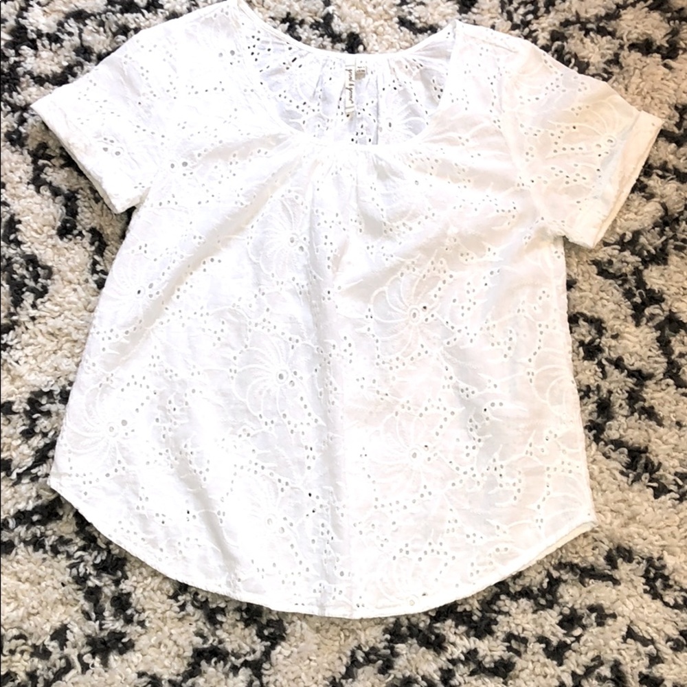 White lace top grand & greene small 100% cotton.